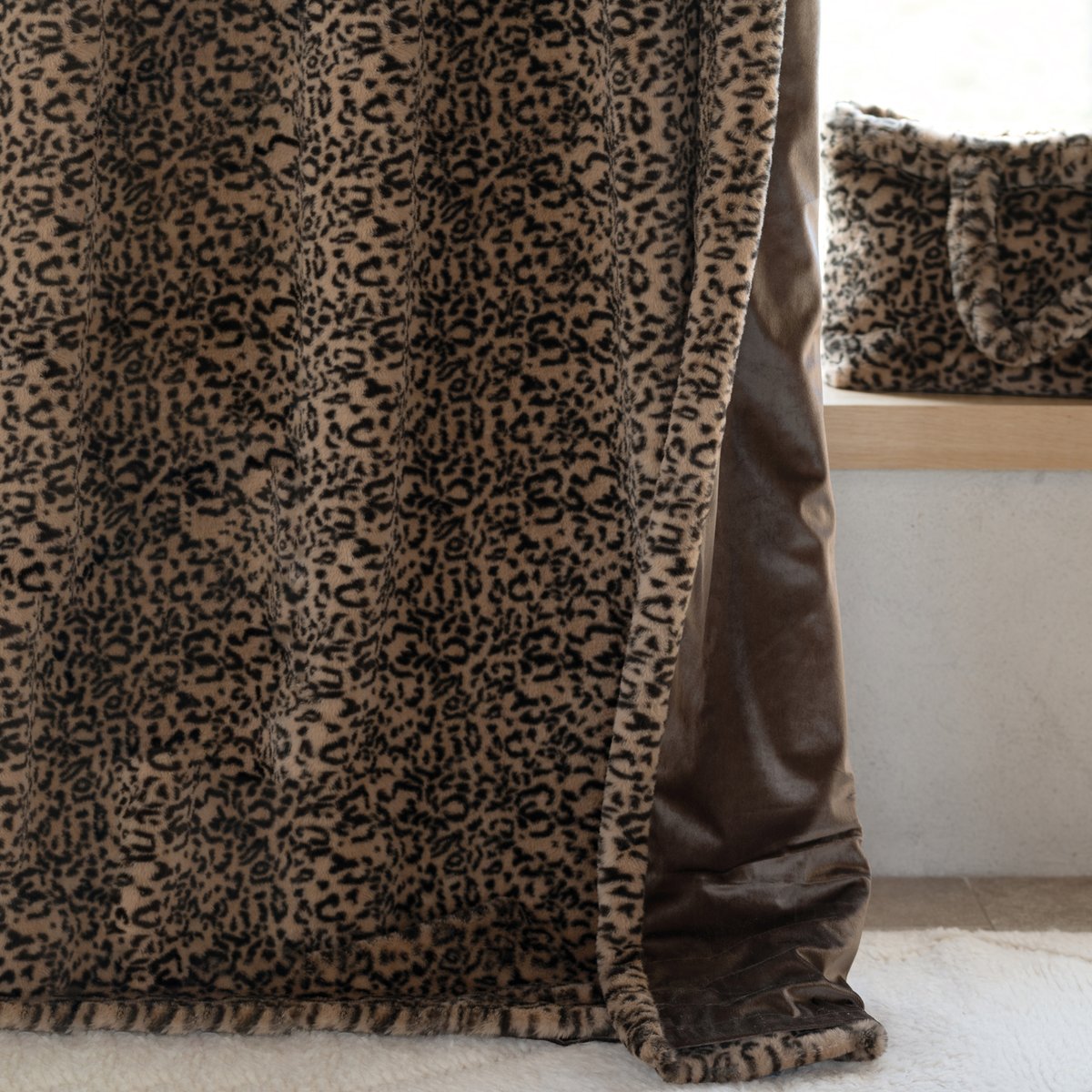 Rideau imitation fourrure léopard - QABANE beige, HOME MAISON
