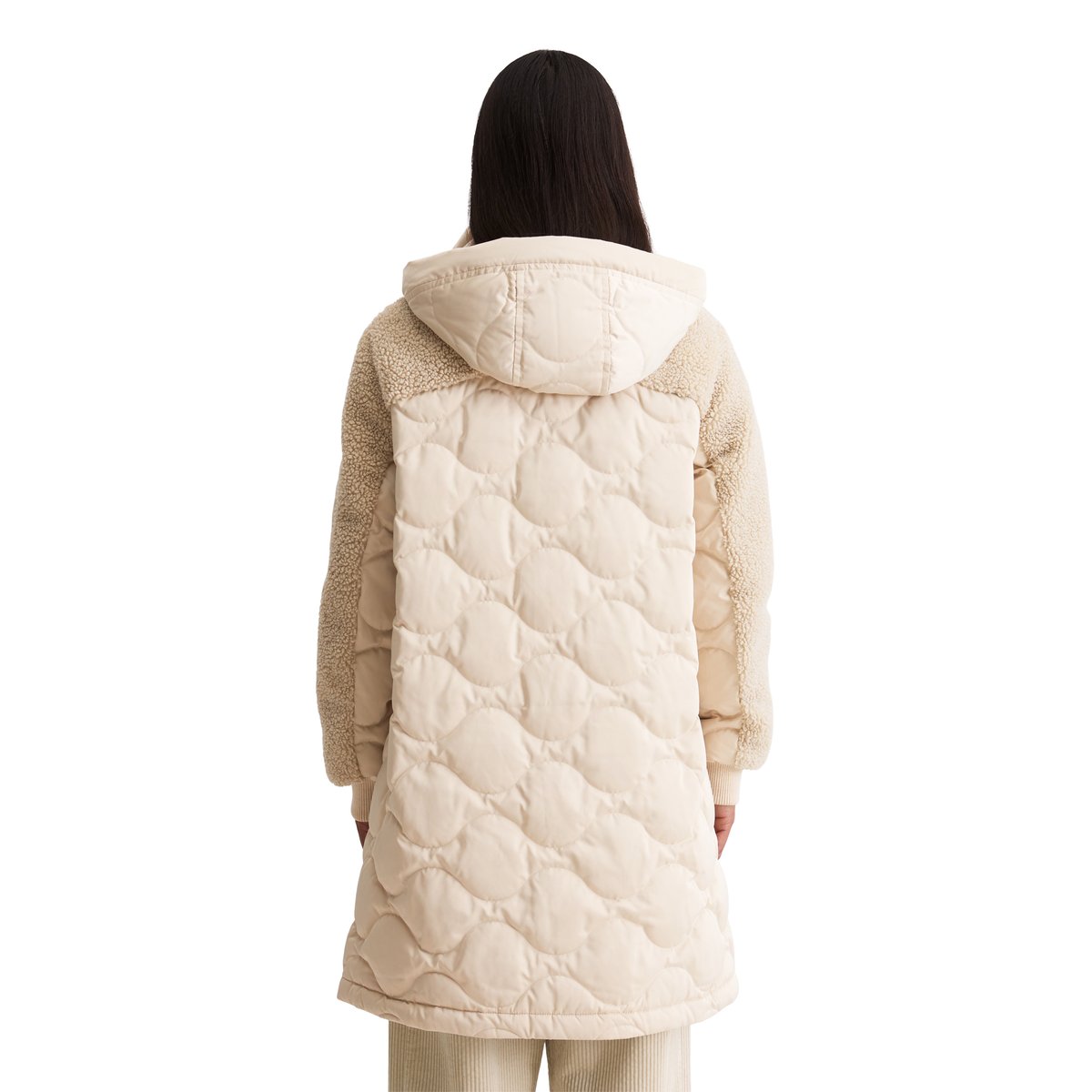 Parka en duvet relaxed avec des détails décontractés en peluche Teddy beige, MARC O'POLO