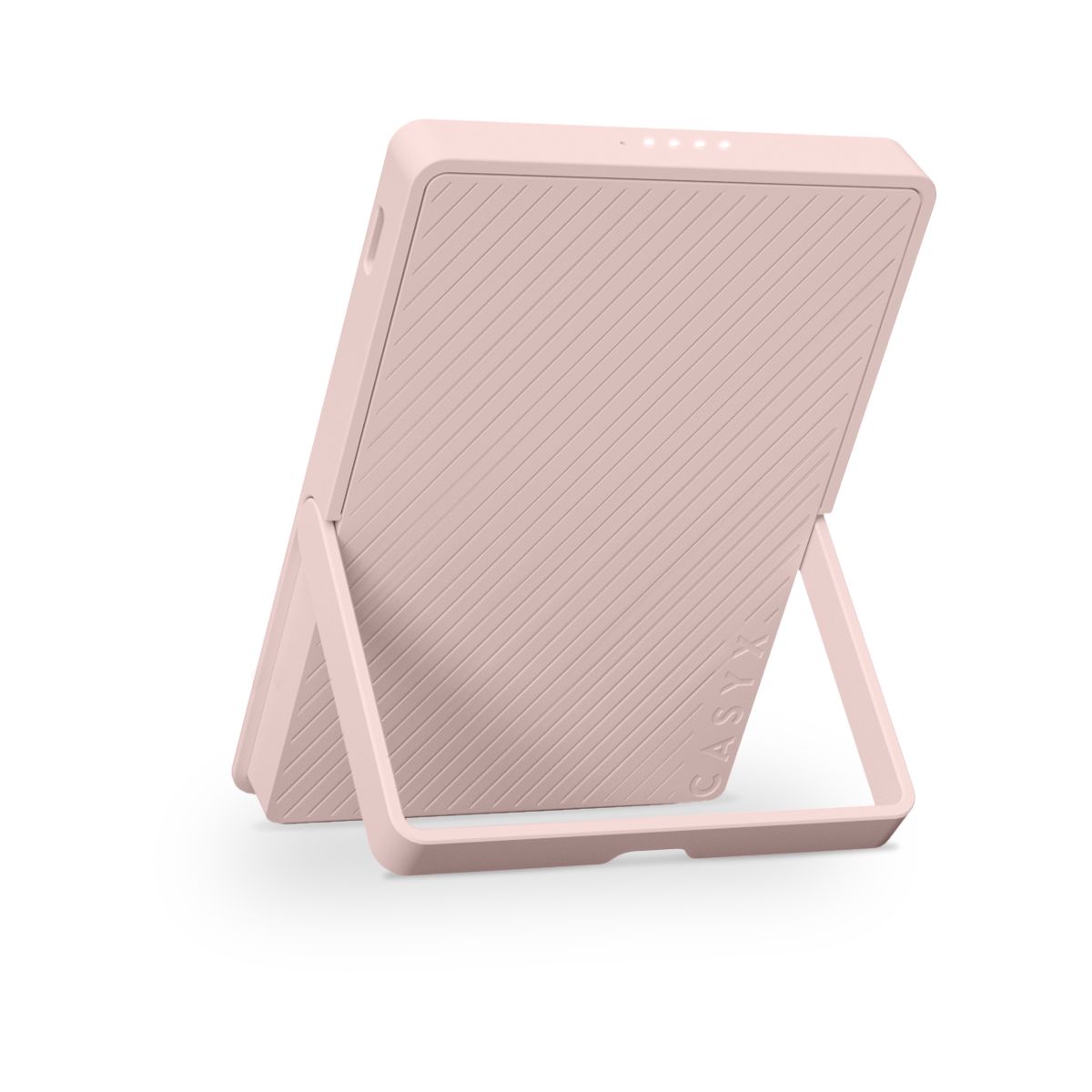 Batterie externe 5000 mAh Qi2 MagSafe avec bequille rose couleur unique, CASYX
