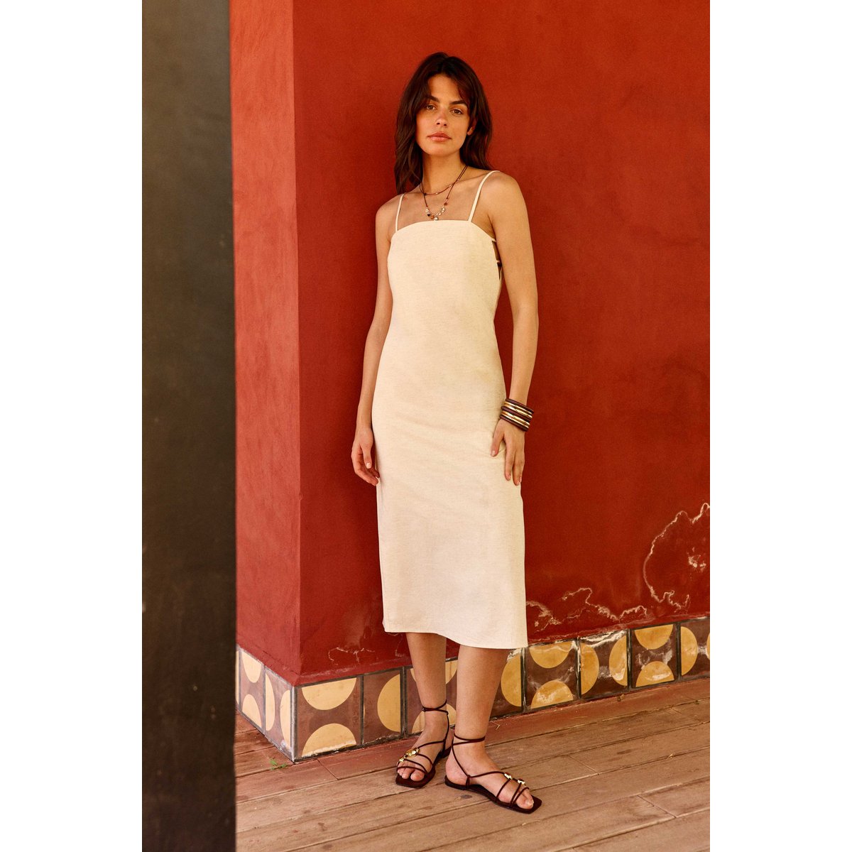 Robe longueur midi droite uni RIVAN 05-naturel, LA PETITE ETOILE