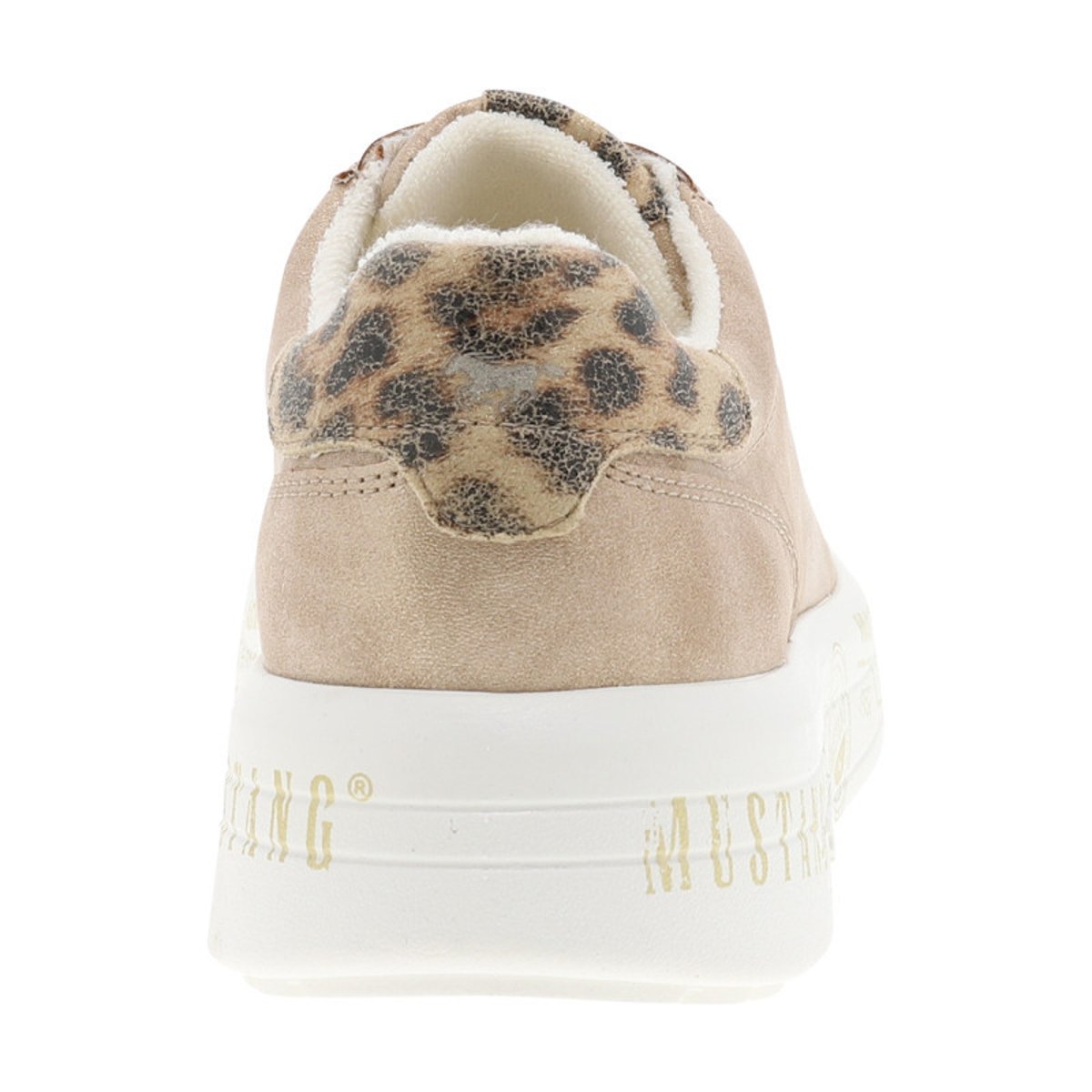 Sneakers sable à talon plat avec des motifs imprimés sur la semelle beige, MUSTANG
