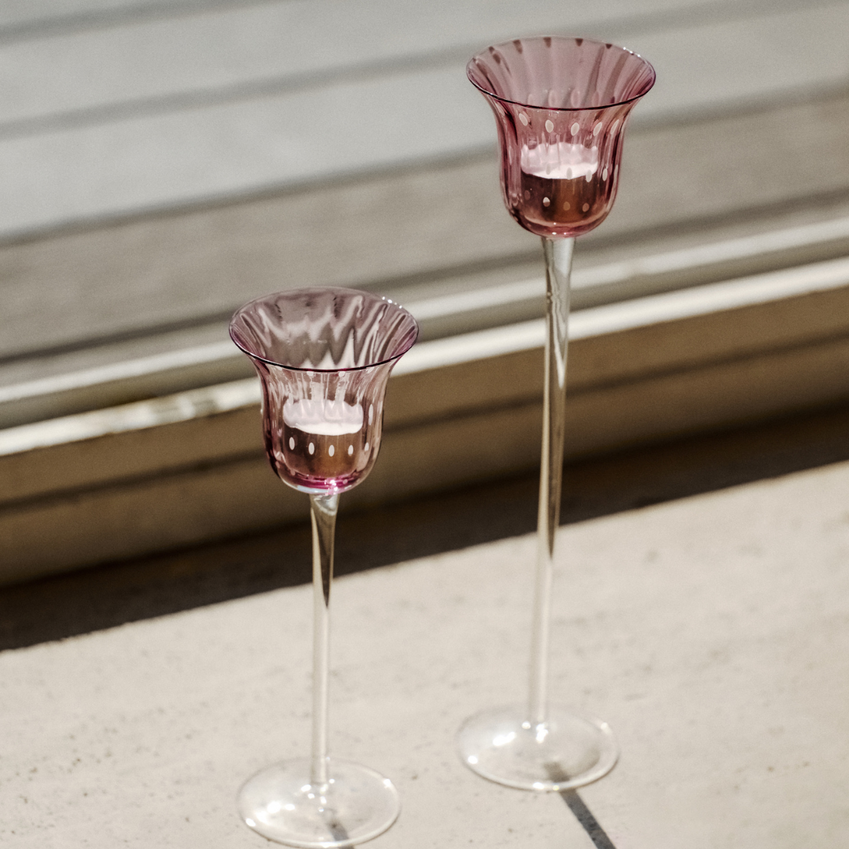 Photophore décoratif en verre soufflé H30 violet, SIA DECO