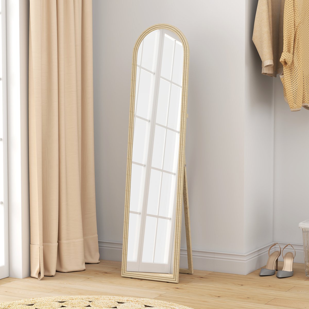 Miroir en pied PS Beige beige, HOMCOM