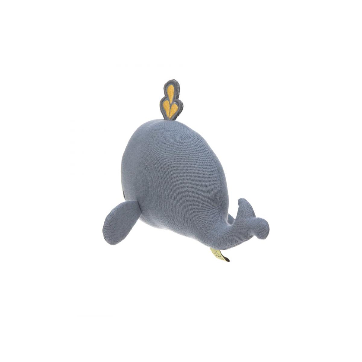 Hochet tricoté Little Water Baleine avec grelot / papier bruissant little water baleine, LASSIG