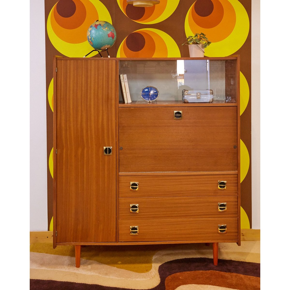 Meuble multifonction vintage + chevet Honoré N°165 - Bon état bois clair, DEBONGOUT