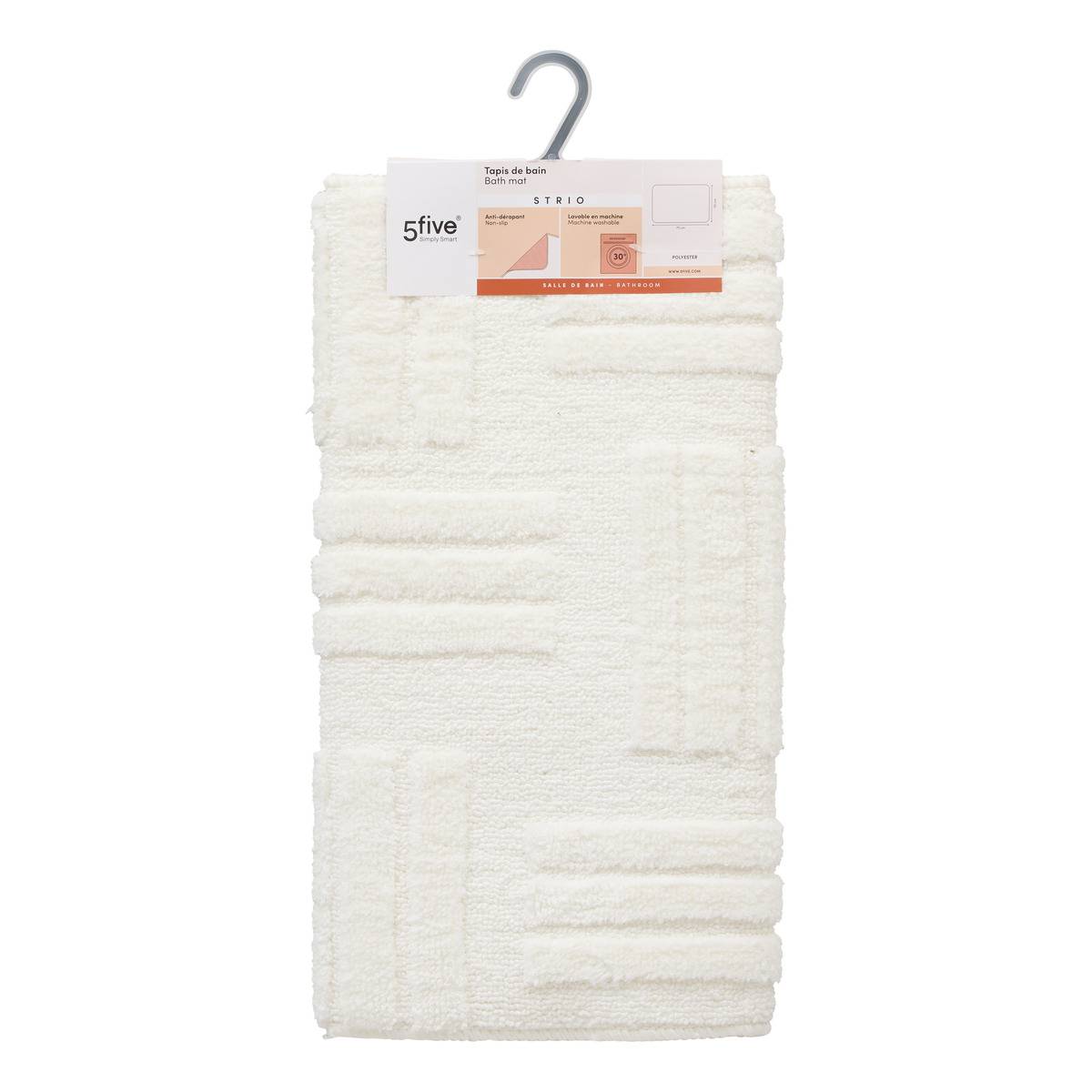 Tapis de bain antidérapant à motifs STRIO blanc, 5FIVE SIMPLY SMART