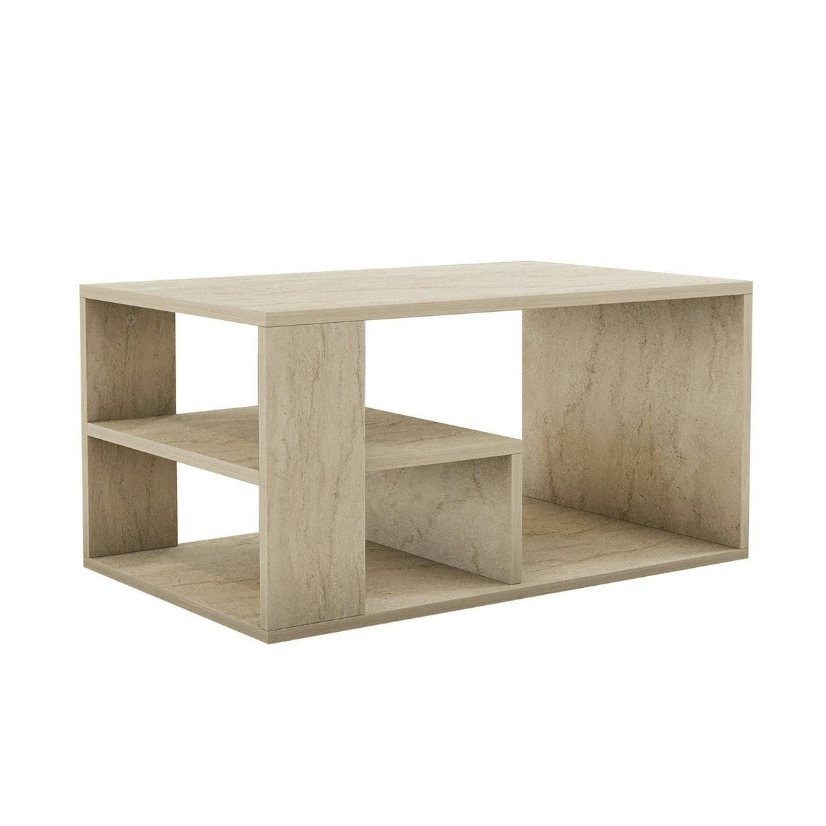 Table basse avec rangement ouvert effet travertin MARFA beige, PIER IMPORT