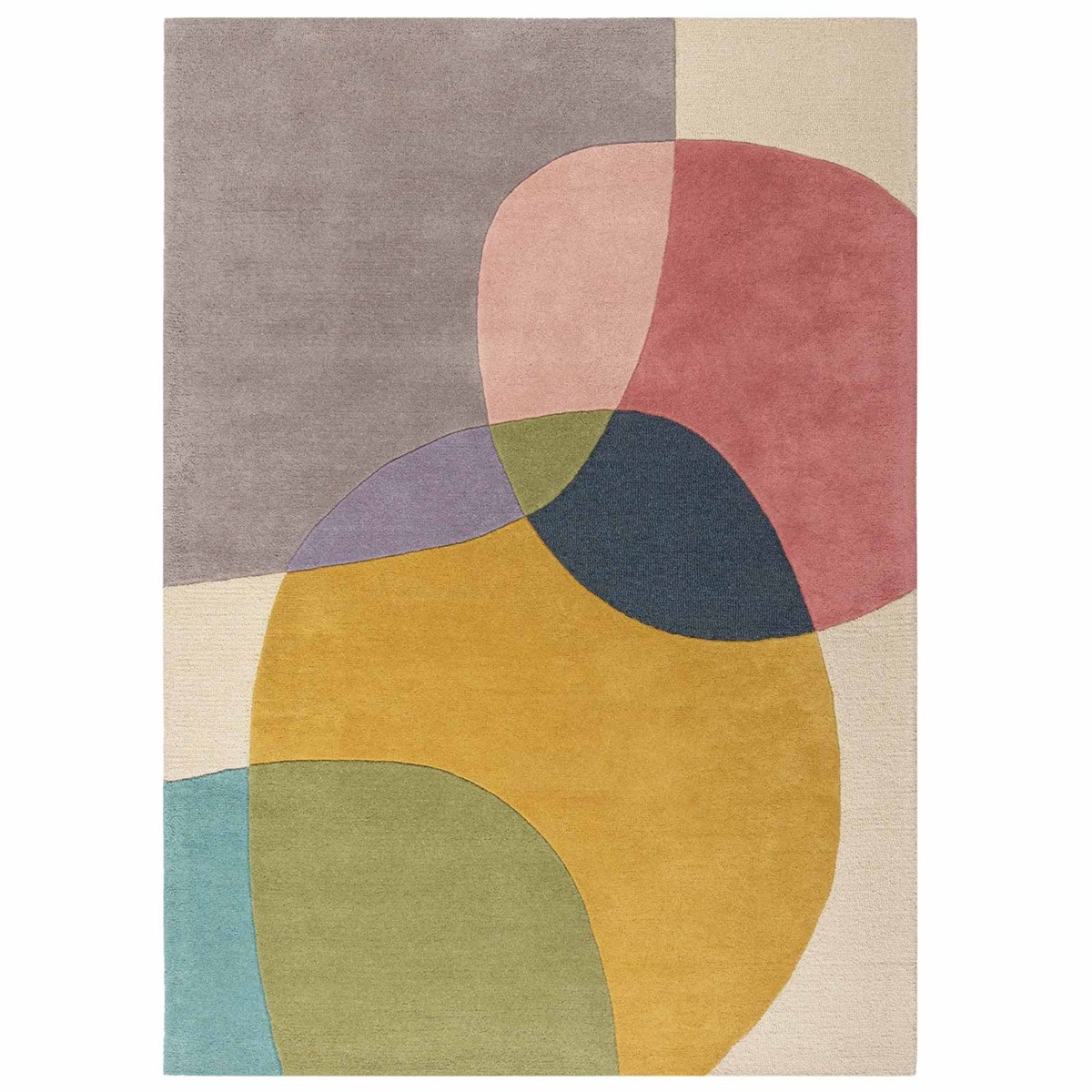 Tapis salon et chambre moderne pure laine GLEE multicolore, NOVATREND