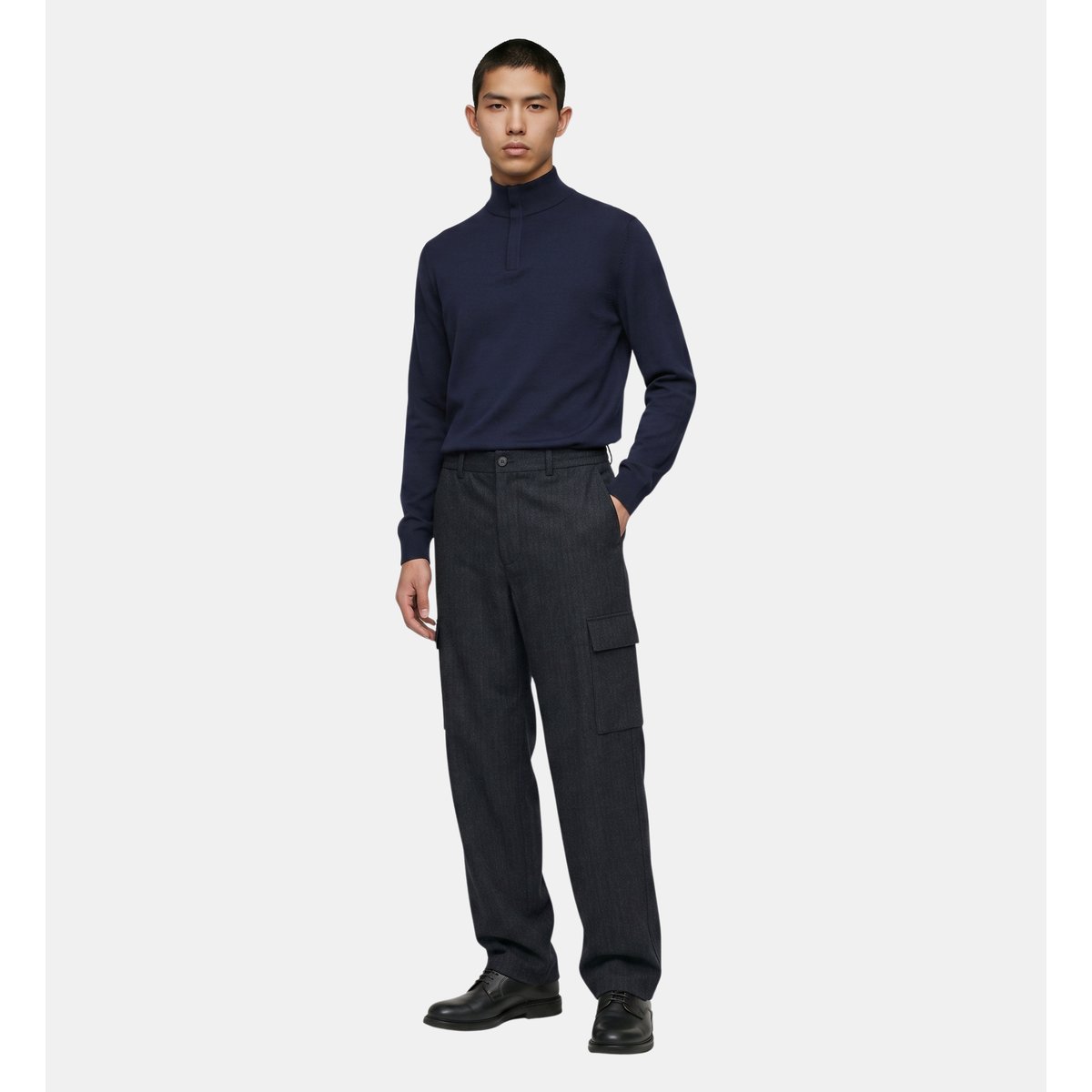 Pantalon droit tatwook cargo bleu marine, GALERIES LAFAYETTE