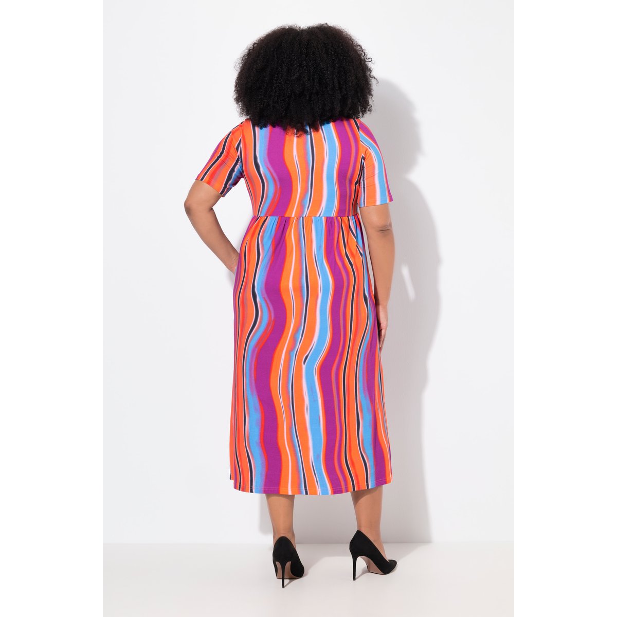 Robe maxi coupe évasée, poches violet, ULLA POPKEN