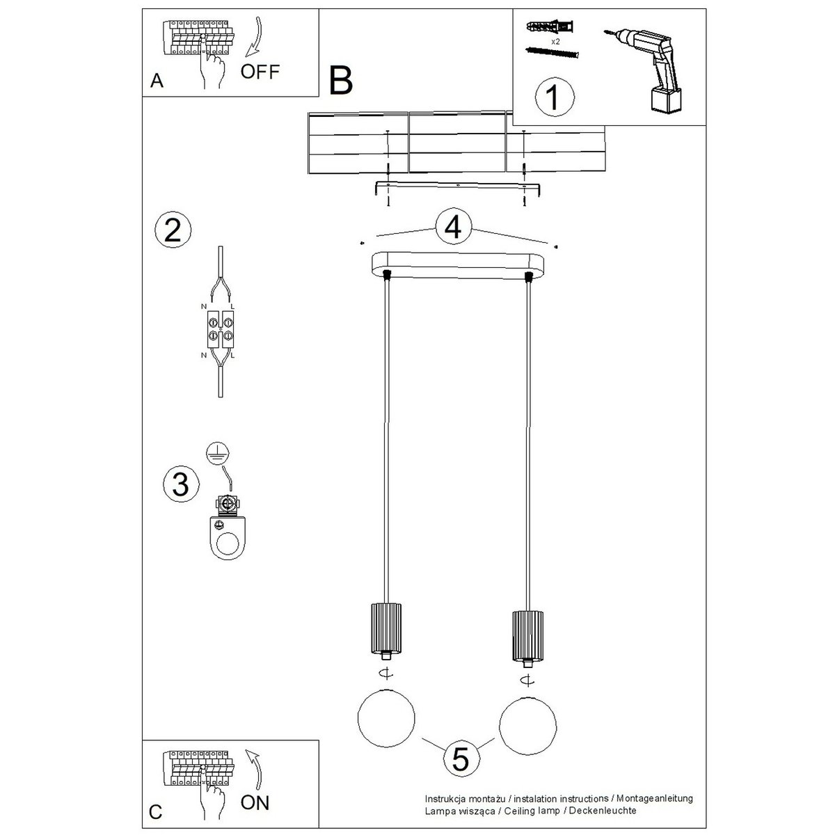 Suspension Aluminium Blanc G9 2 Halo blanc, EDEN