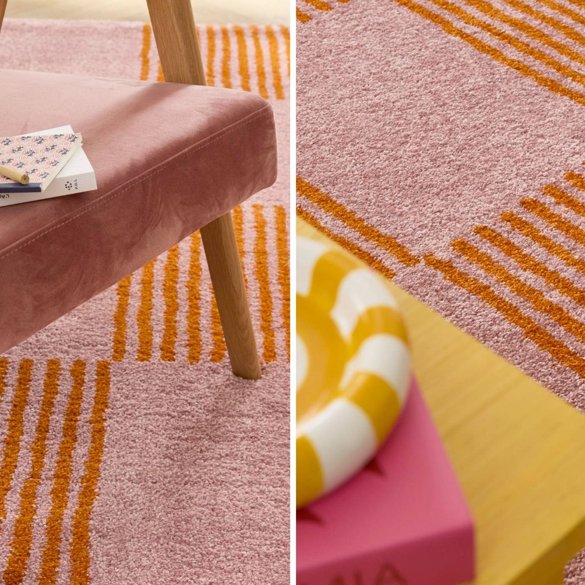 Tapis intérieur rectangulaire damier FERGEW orange / rose, SWEEEK