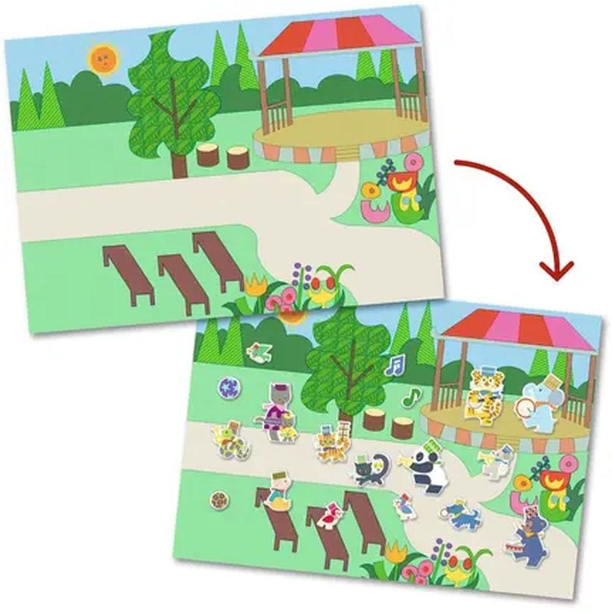 Pochette de stickers repositionnables vert, DJECO