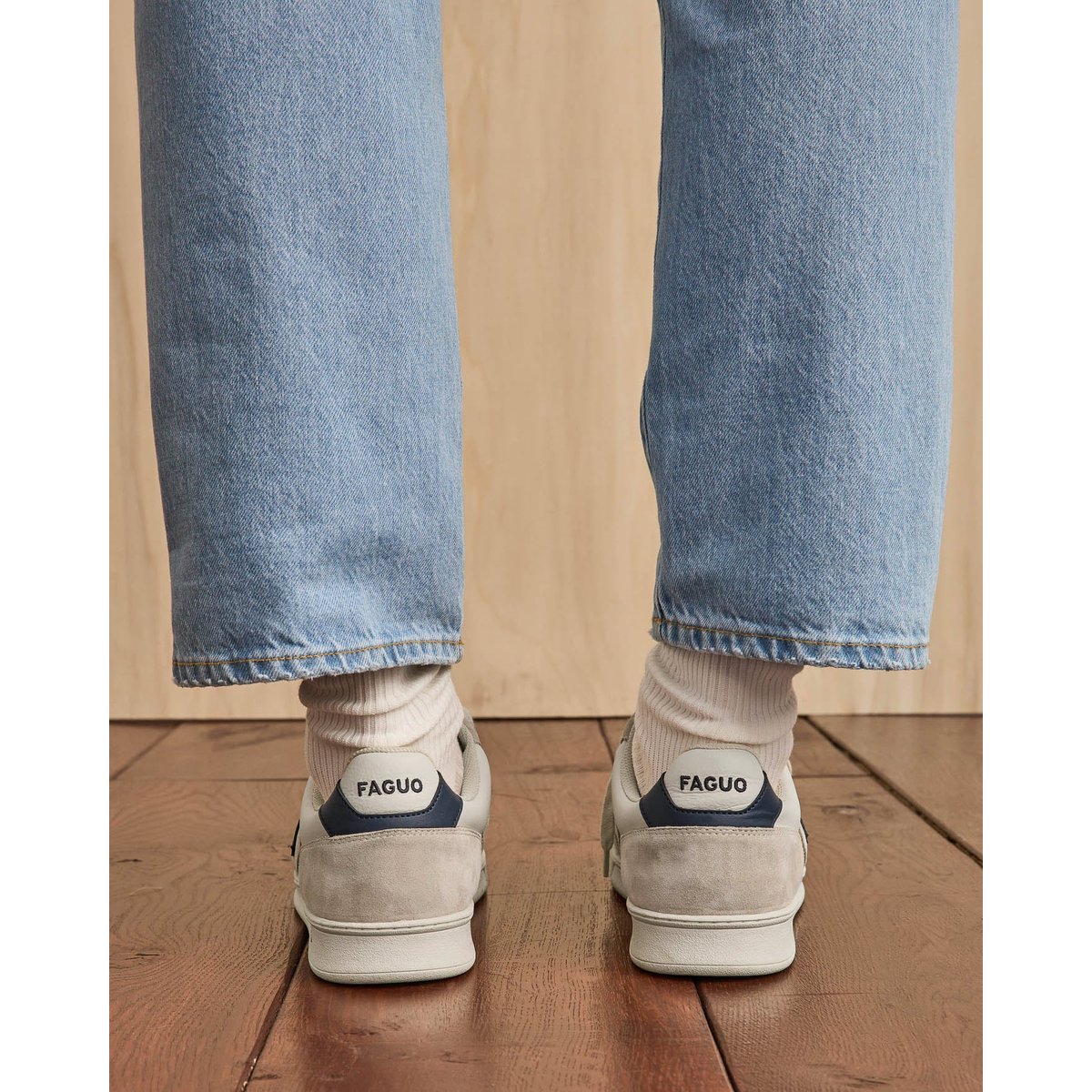 Baskets cuir PALMER bleu, FAGUO