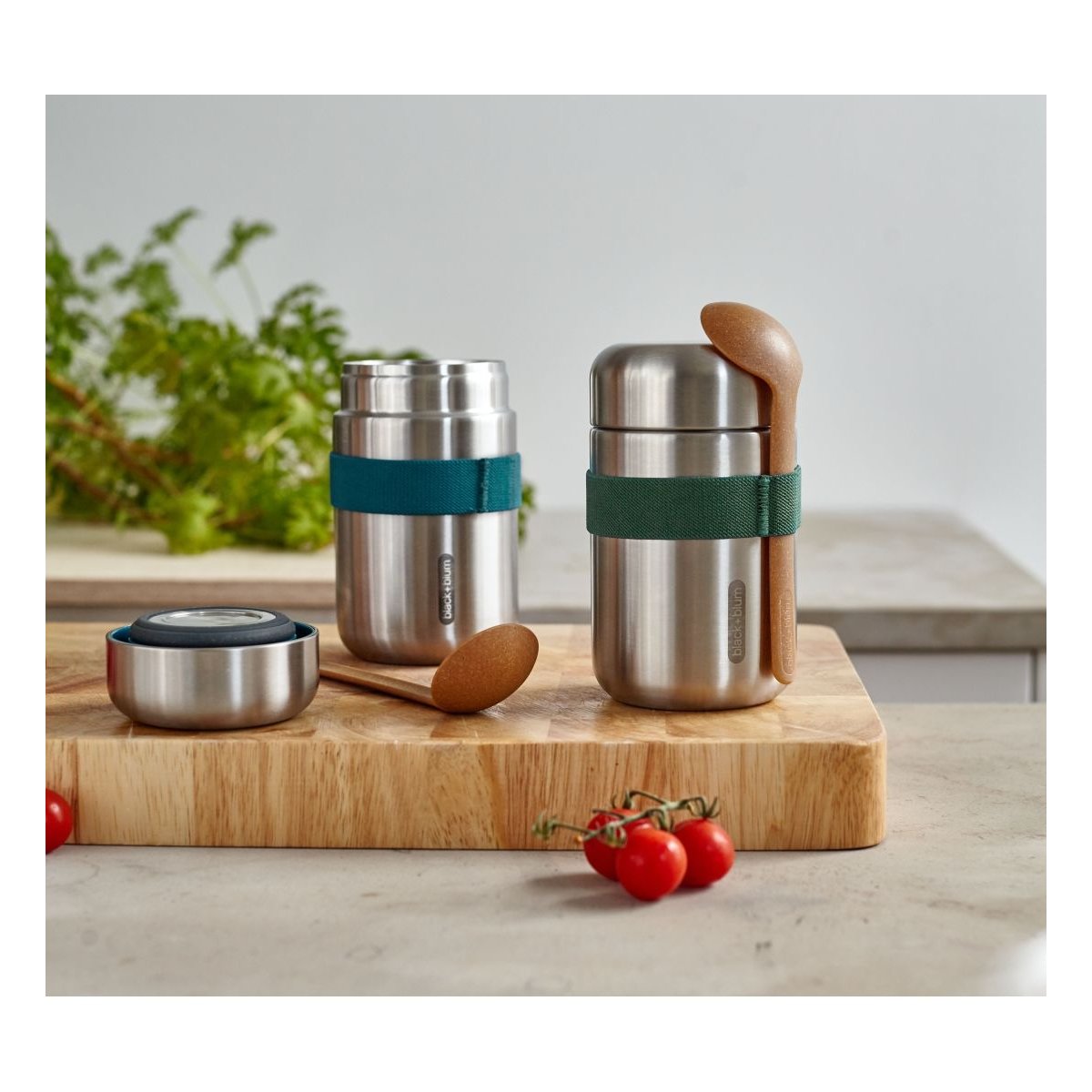 Food flask stainless steel new olive 400 ml couleur unique, BLACK + BLUM