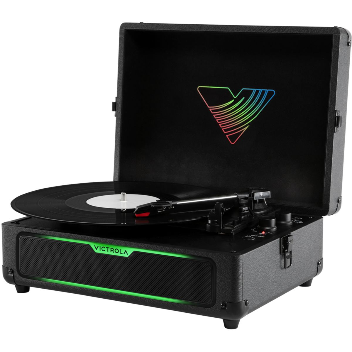 Platine vinyle GLOW FORMAT VALISE AVEC LEDS RGB couleur unique, VICTROLA