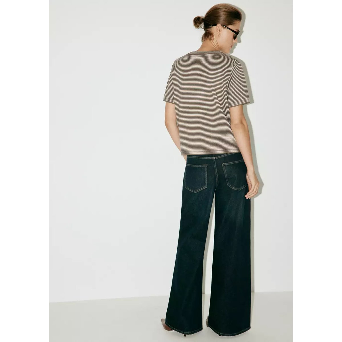 Pull en maille fine à rayures kaki, MANGO