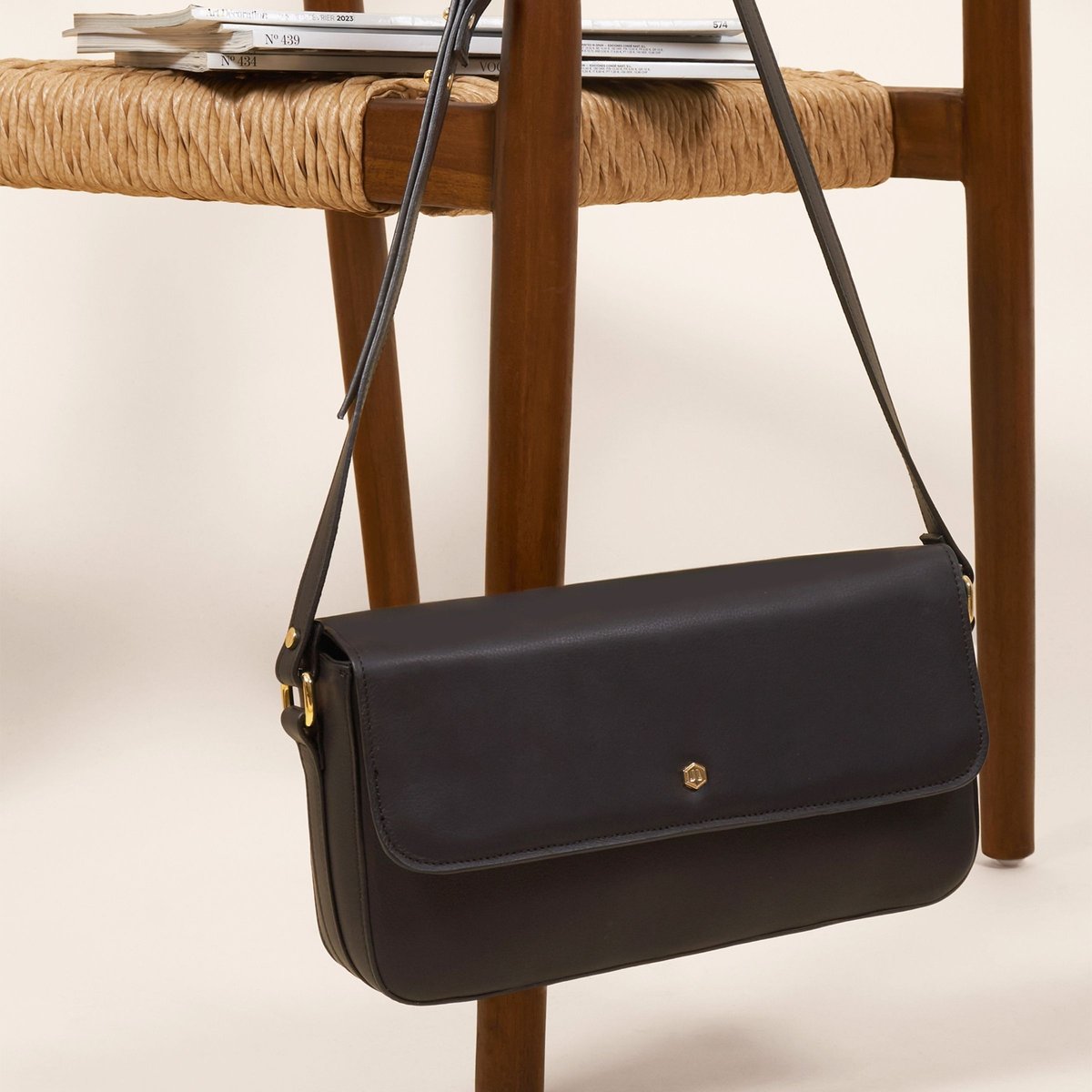 Sac baguette Hortense cuir noir, JULES & JENN