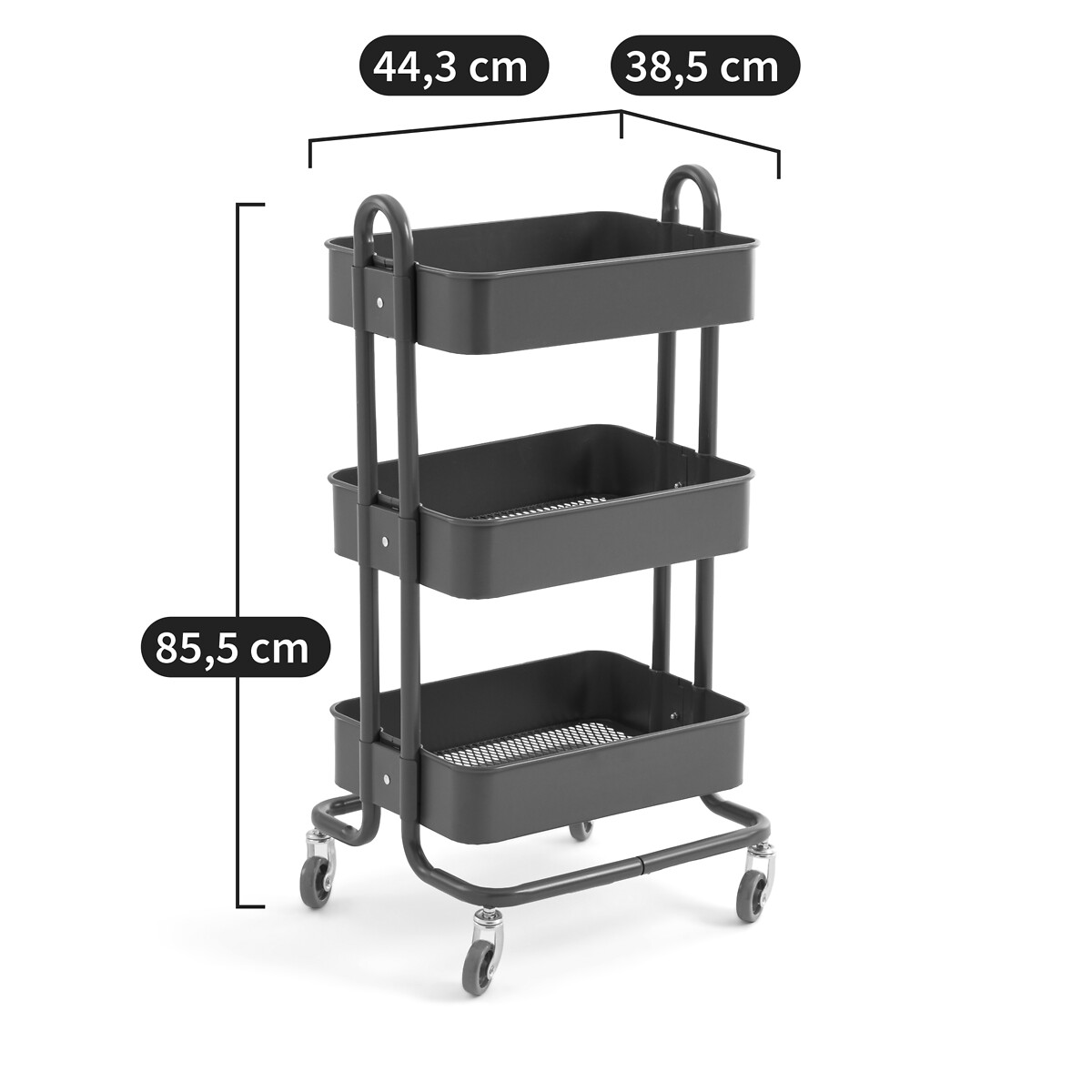 Stalen dressoir met wieltjes, Lirya grijs, SO'HOME