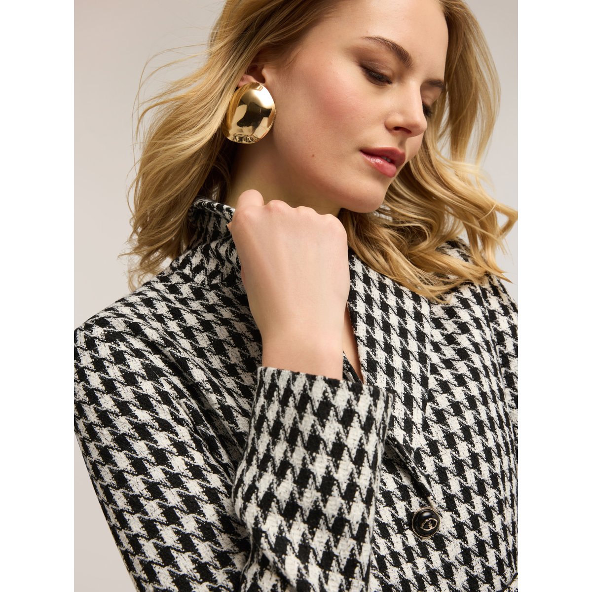 Veste courte pied-de-poule noir, MOTIVI