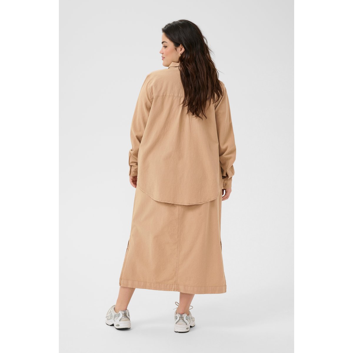 Long sleeved shirt beige classic sand, KAFFE CURVE