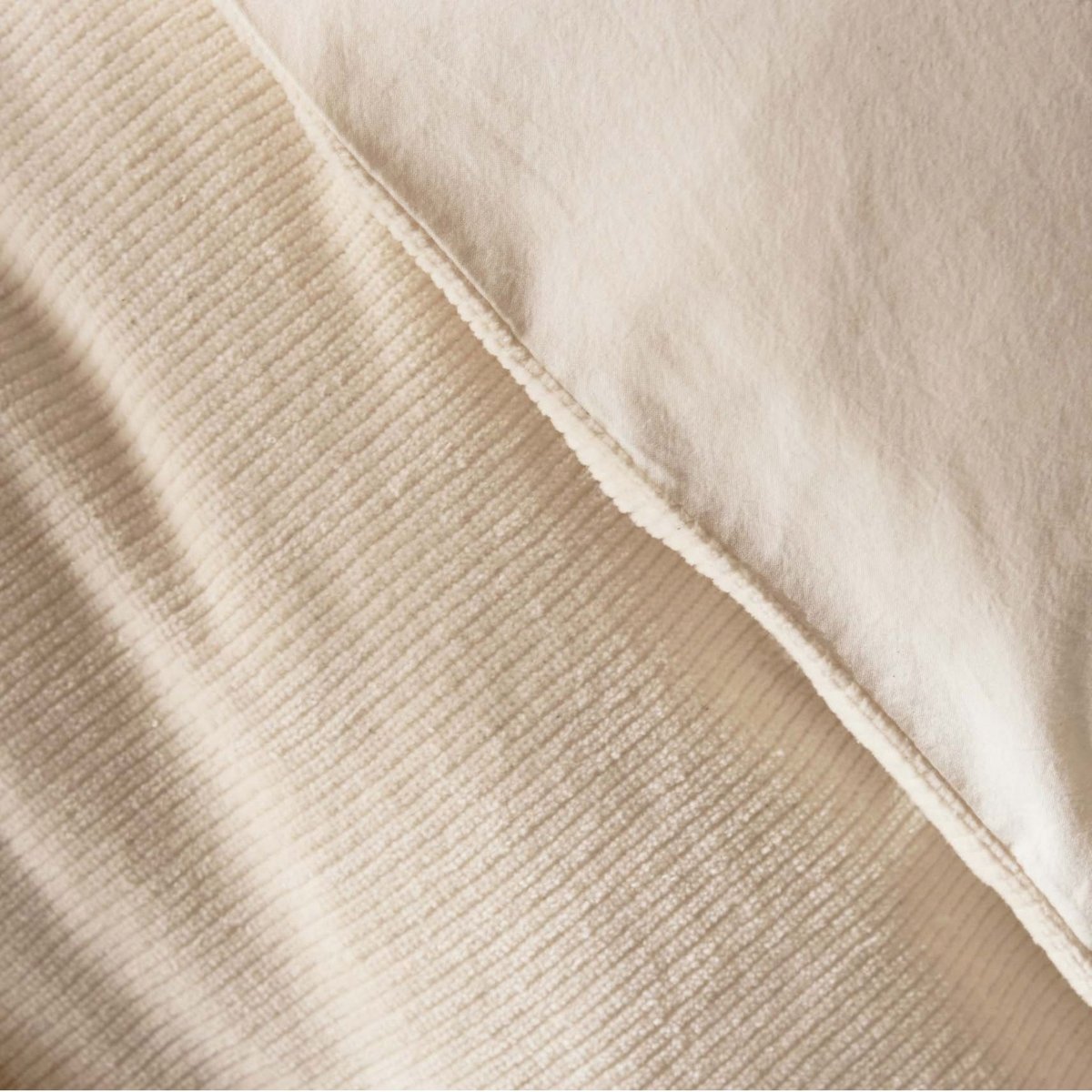 Housse de couette velours de coton côtelé ecru, TERRE DE NUIT