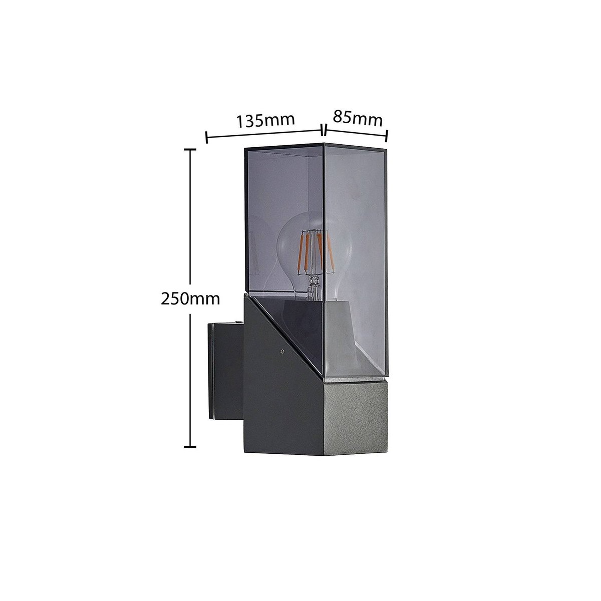 Applique extérieure en aluminium moderne anthracite, transparent, LUCANDE
