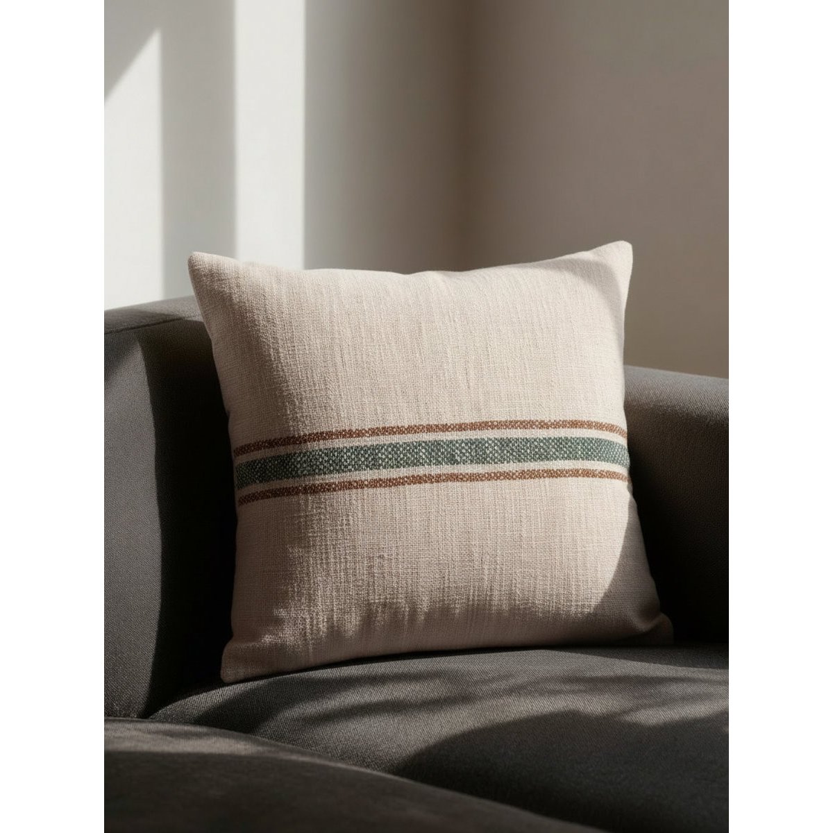 Coussin 100% Coton Rayures -NAVI multicolore, KENAY