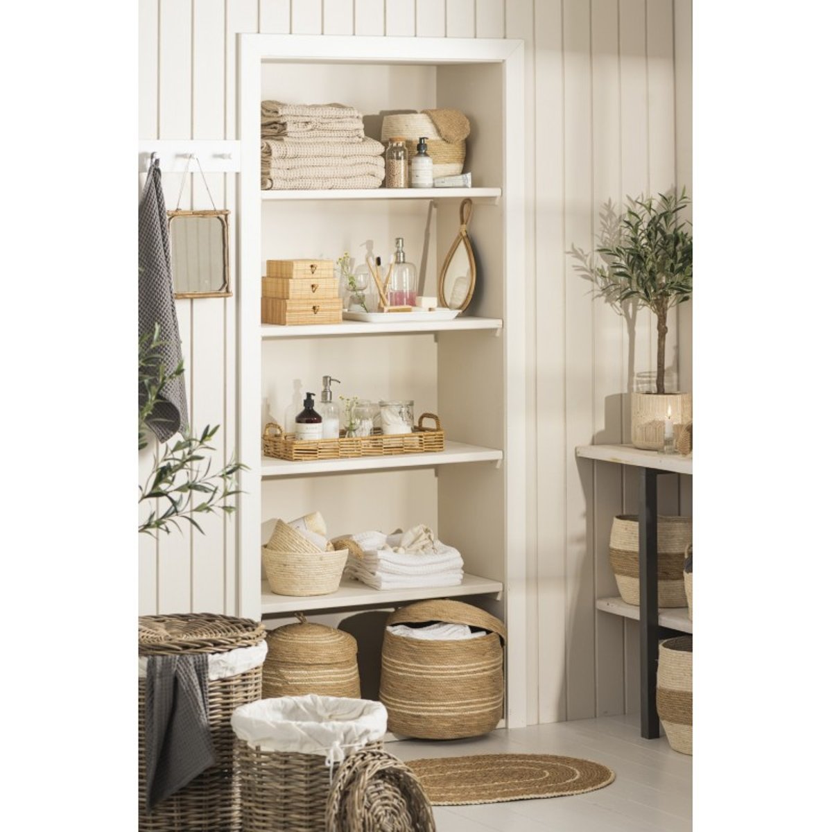 Panier rangement fibre de maïs tressé set de 2 beige, IB LAURSEN