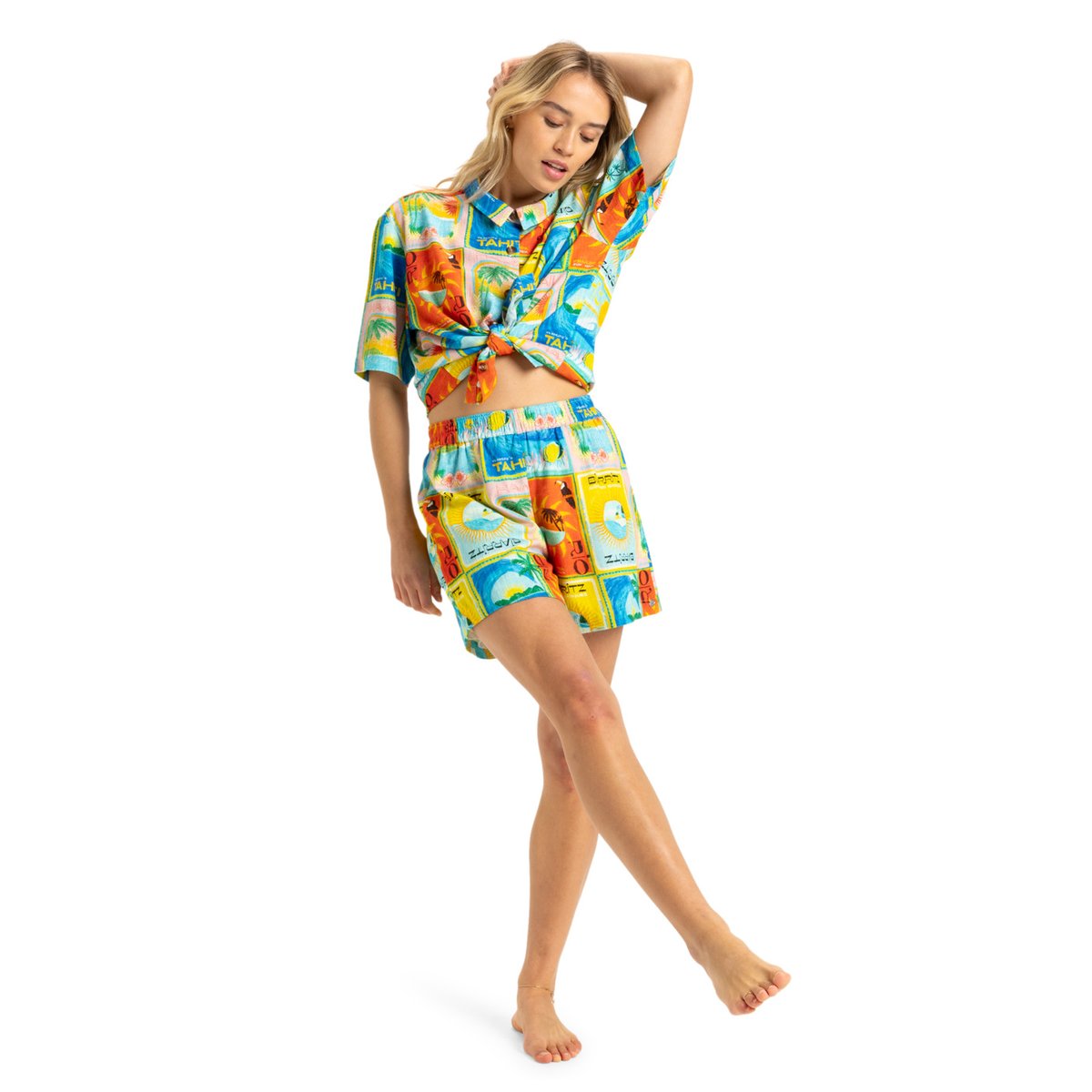 Chemise à manches courtes ATLAS ANOTHER SUN. bleu atlas atlas print, ROXY