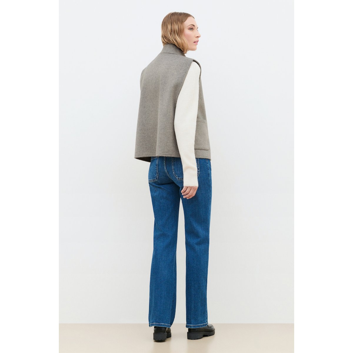 Poncho ample col montant HACABAN gris, CAROLL