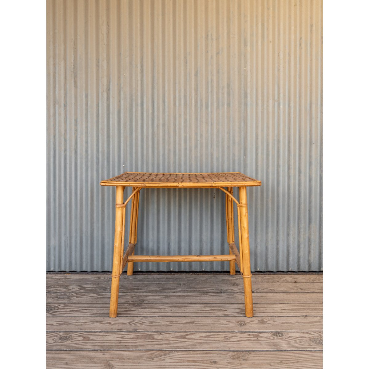 Table à manger en rotin et bambou Romy N°1451 - Bon état bois foncé, DEBONGOUT