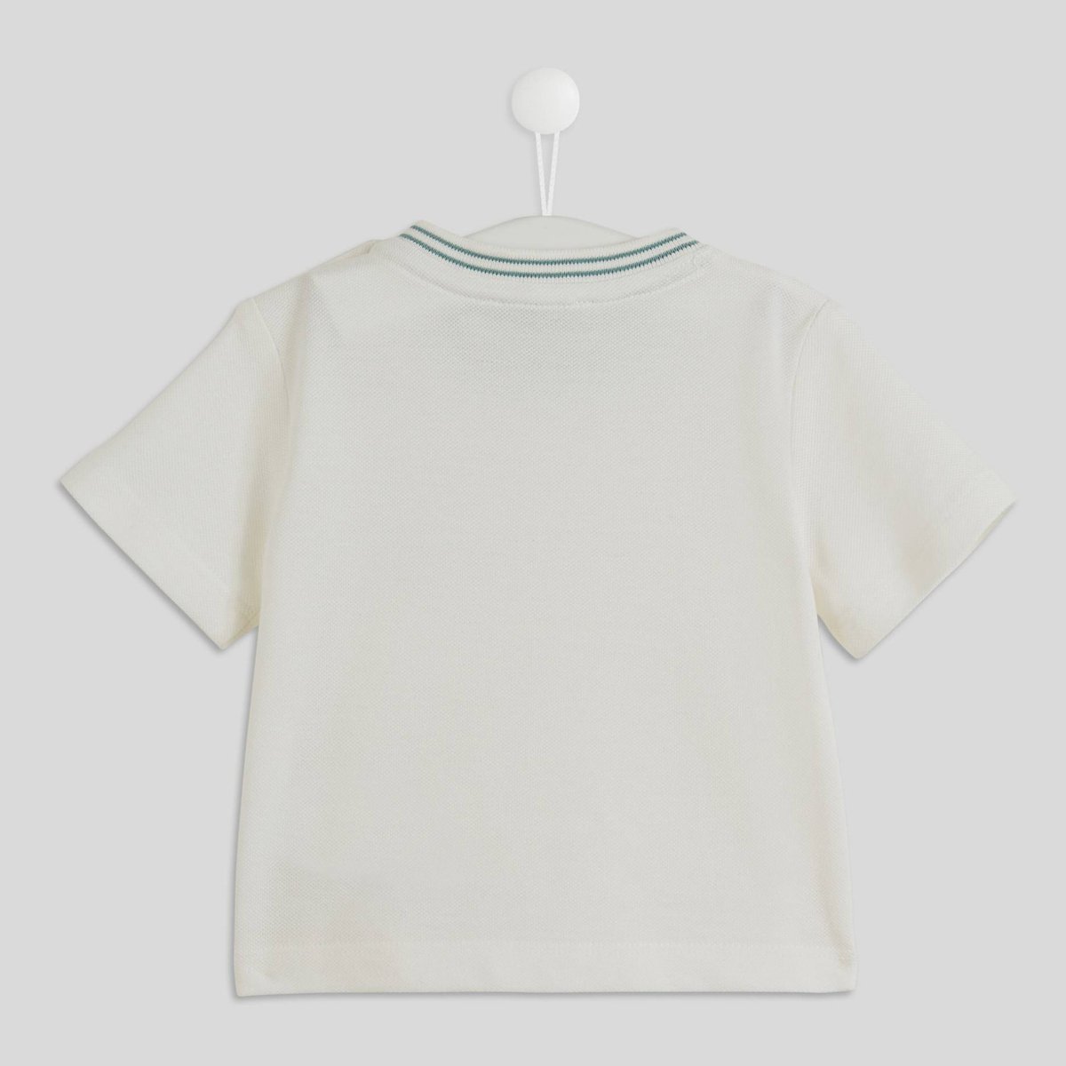 T-shirt manches courtes uni en piqué de coton BIO GOTS ecru, BOUT'CHOU