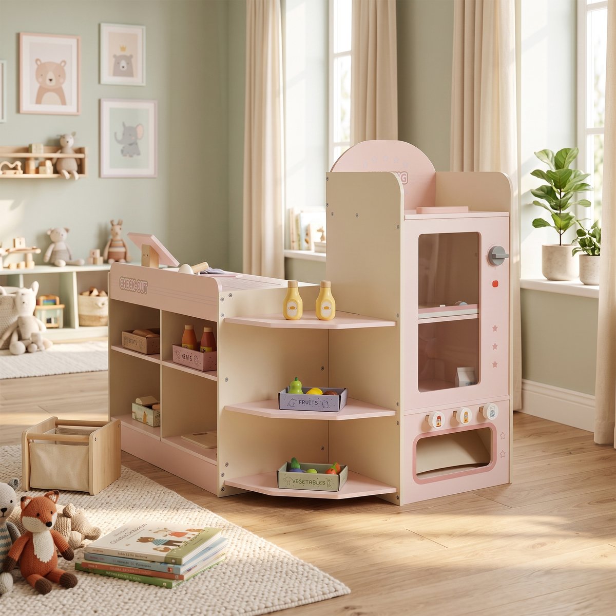 Boutique des enfants MDF Rose rose, beige, multicolore, AIYAPLAY