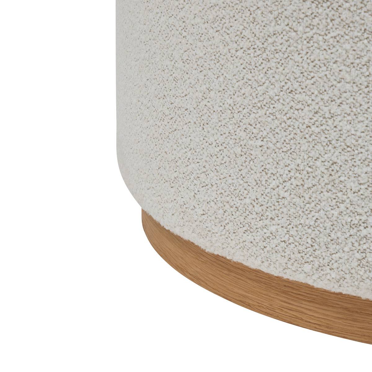 Pouf rond tissu bouclette NESKY blanc, ATMOSPHERA