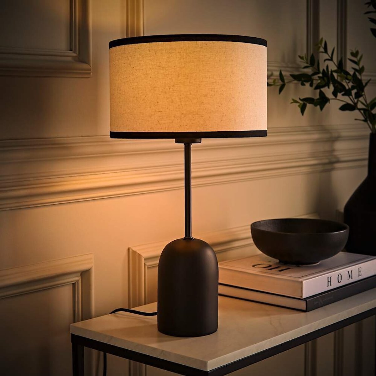 Kory Dome Table Lamp with Linen Shade black, ÉDITÉ