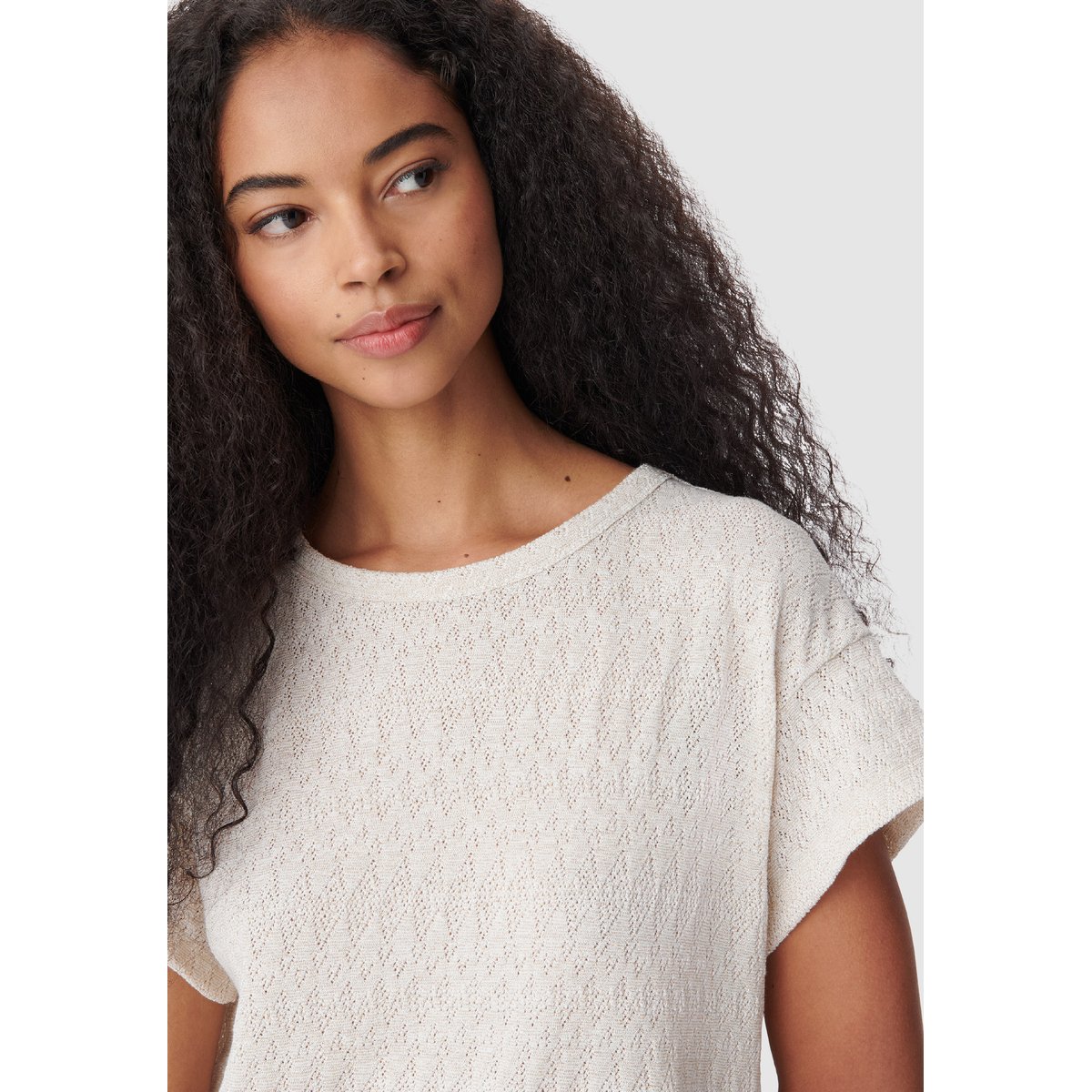 Tee-shirt maille ajourée cache-coeur dos jaune or, IKKS