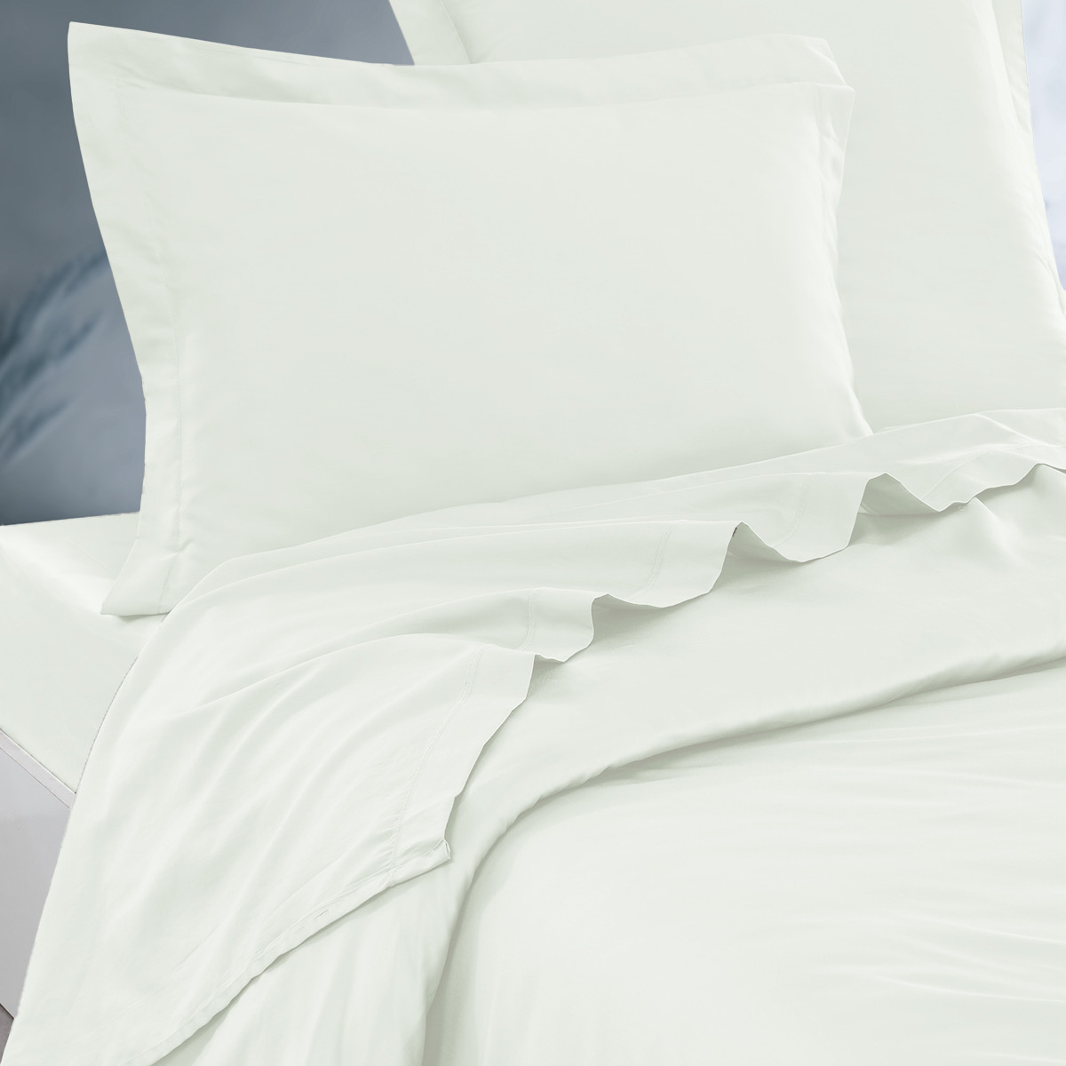 Parure drap plat + 2 taies 50x70 cm SOFT PERCALE ecru, SENSEI MAISON