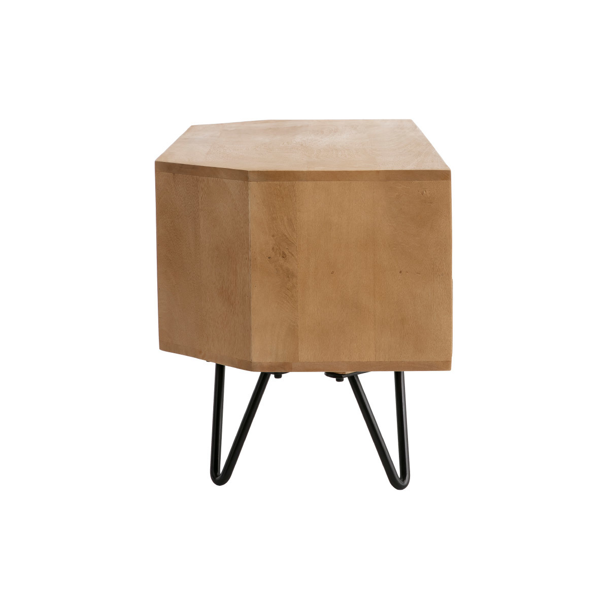 Meuble TV d'angle en bois manguier massif et métal noir L100 cm VIBES naturel, MILIBOO