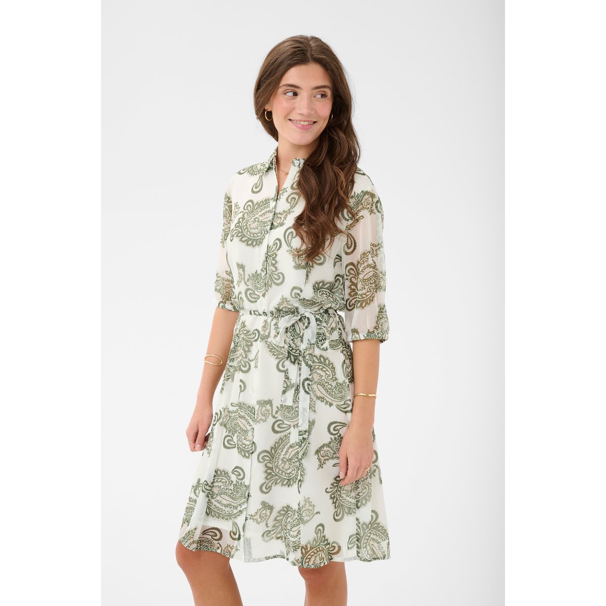 Robe vert dark green paisley, CREAM