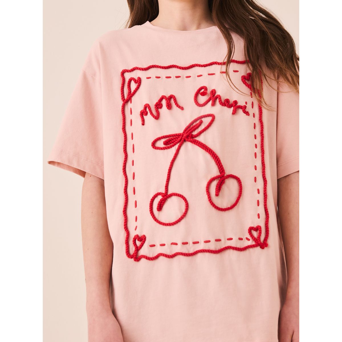 T-shirt oversize à motif cerise cornelli rose, NEXT