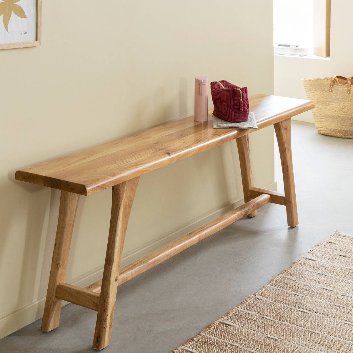 Banc en bois d'acacia ORANE bois clair, MADE IN MEUBLES