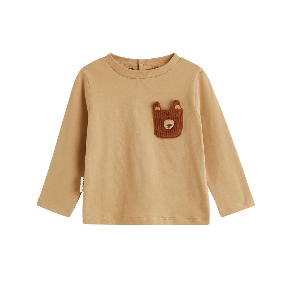 Lot de 2 t-shirts bébé manches longues Moka marron, PETIT BEGUIN
