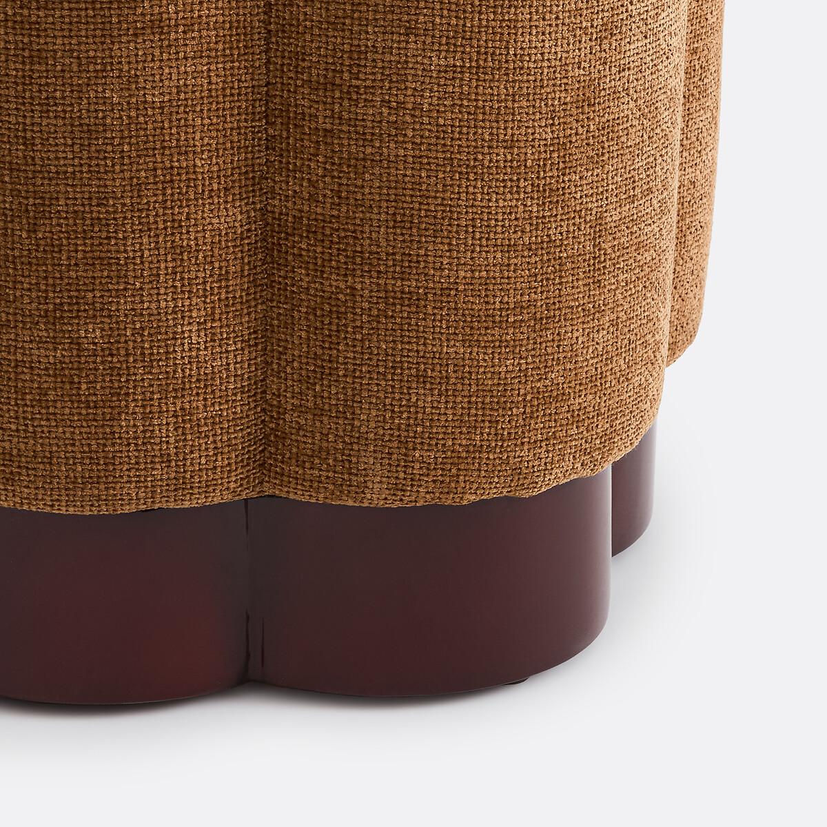 Pouf in velluto rasato, base laccata, JUSTY bordeaux/marron, LA REDOUTE INTERIEURS