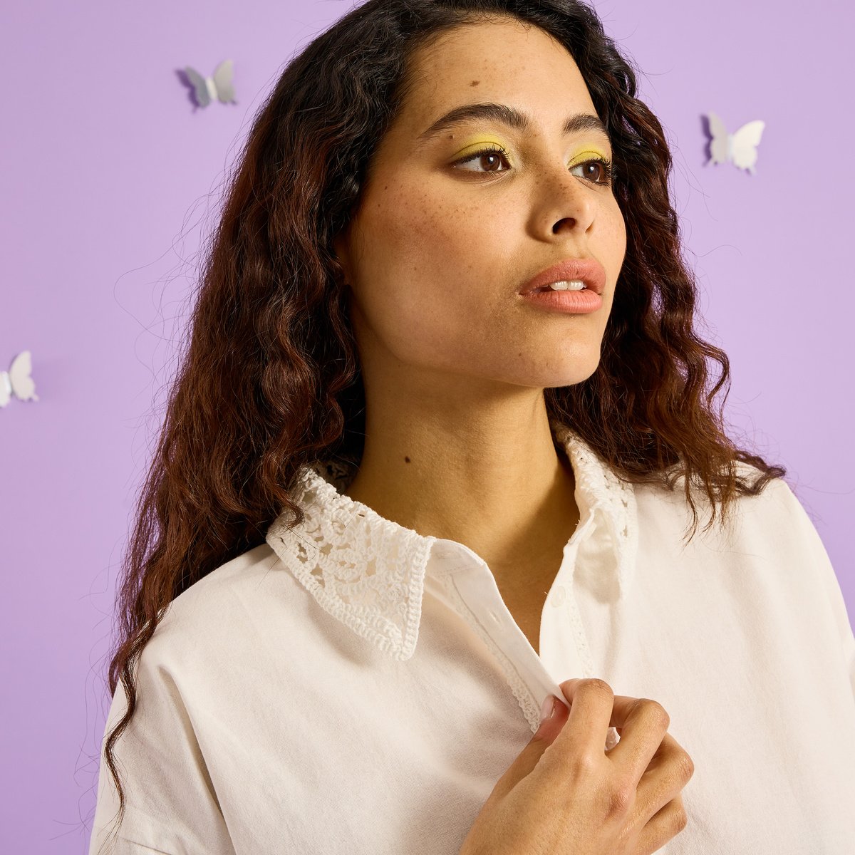 Chemise détails ajourés blanc cassé ecru, GRAIN DE MALICE