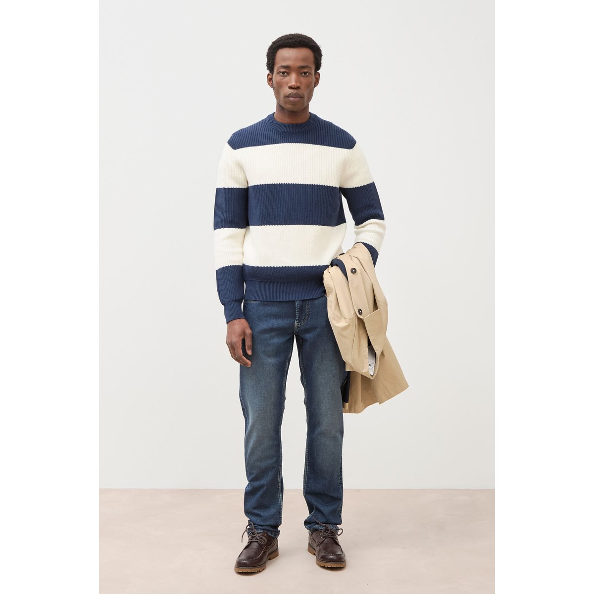 Jeans straight homme used L34 denim brut, BONOBO