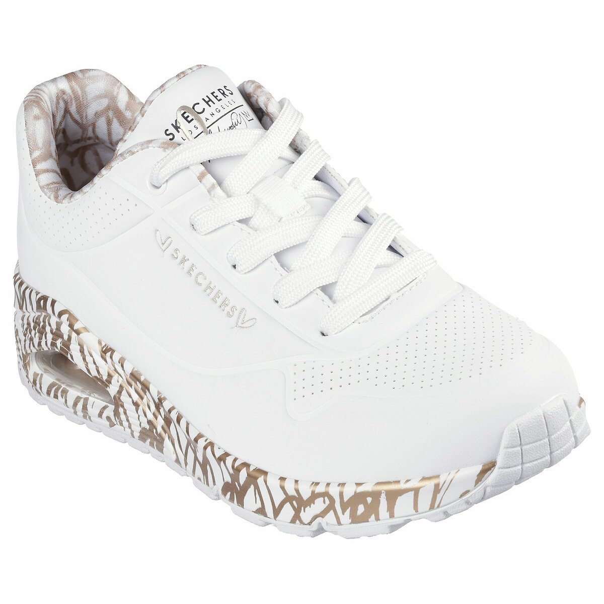 Sneakers Uno - Loving Love bianco color oro, SKECHERS