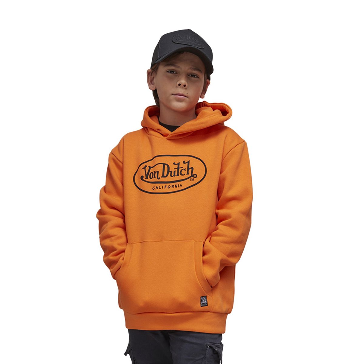 Sweat à capuche Brand orange/noir, VON DUTCH