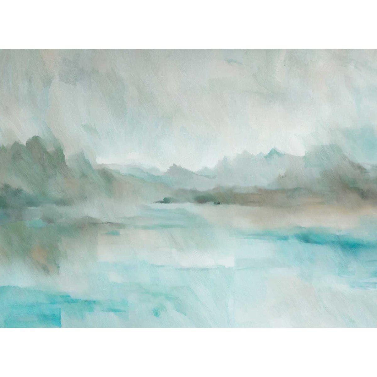 Papier peint Brume alpine turquoise & céladon bleu, HEXOA