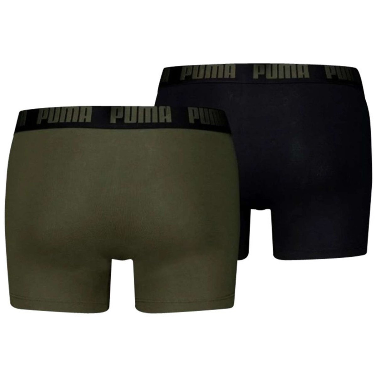 Lot de 2 Boxers classiques en coton unis noir et kaki avec une taille élastique kaki, PUMA
